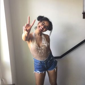 Velvet halter bodysuit